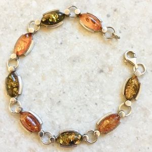 Gorgeous bicolor amber and sterling bracelet!
